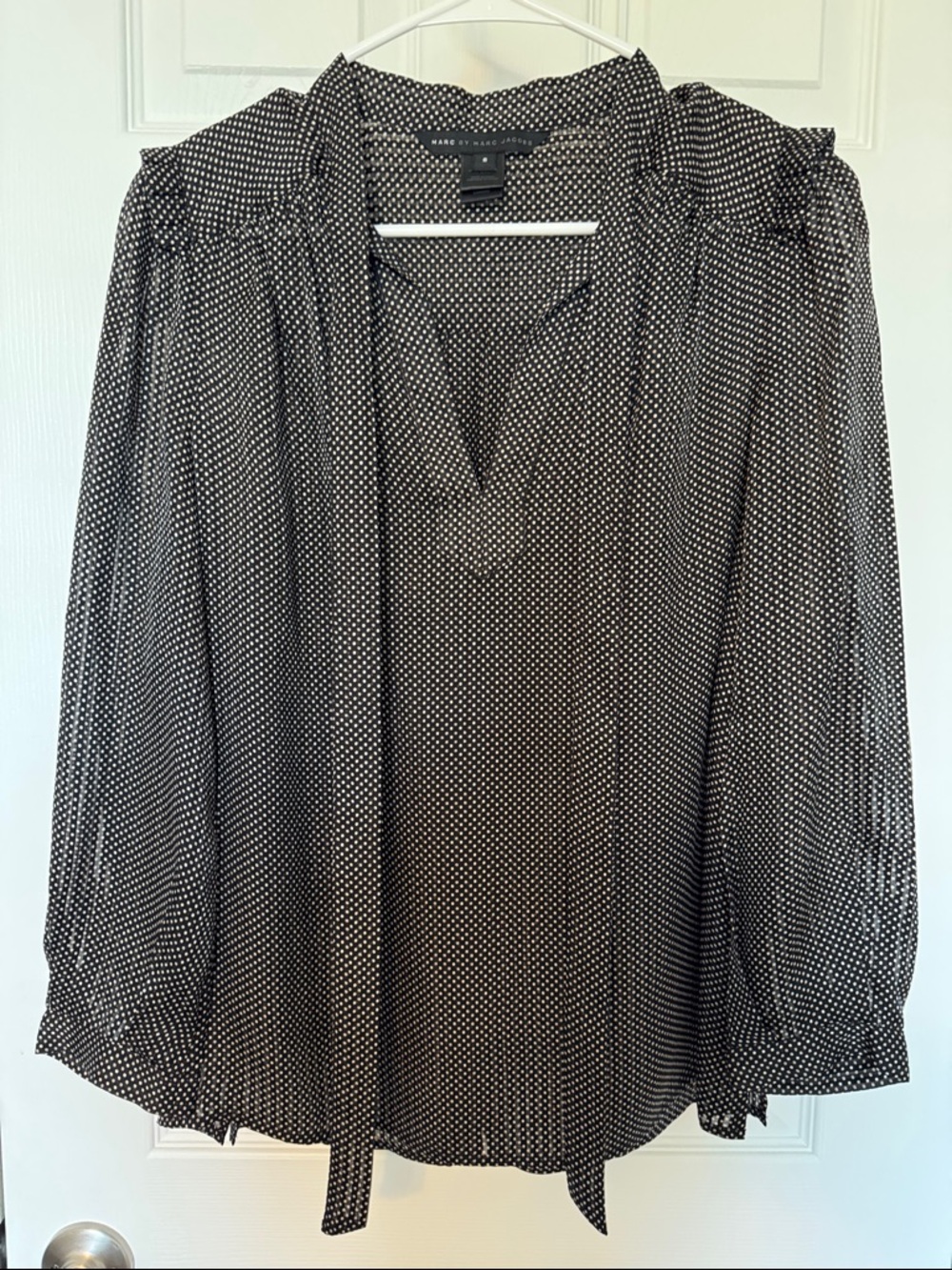 Marc by Marc Jacobs Black and White Polka Dot Long-Sleeve Blouse